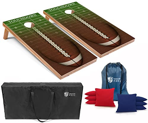 TAILGATING PROS CORNHOLE BOARDS 4X2 CORNHOLE GAME W/CARRYING CASE - Football