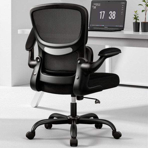 BESTFAIR HOME OFFICE DESK CHAIR ERGONOMIC OFFICE DESK CHAIR LUMBAR SUPPORT BLACK