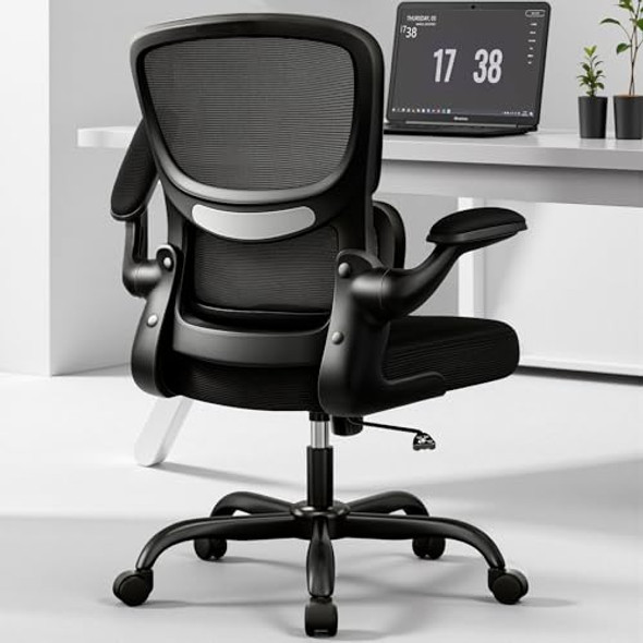 BESTFAIR HOME OFFICE DESK CHAIR ERGONOMIC OFFICE DESK CHAIR LUMBAR SUPPORT BLACK