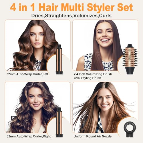 USBELFF HAIR STYLER HAIR DRYER BRUSH 110,000 RPM HB-801 - BLACK/GOLD