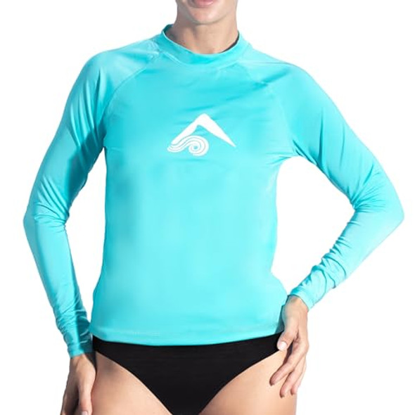 KANU SURF WOMENS KERI LONG-SLEEVE UPF 50+ RASHGUARD SIZE WOMEN L AQUA