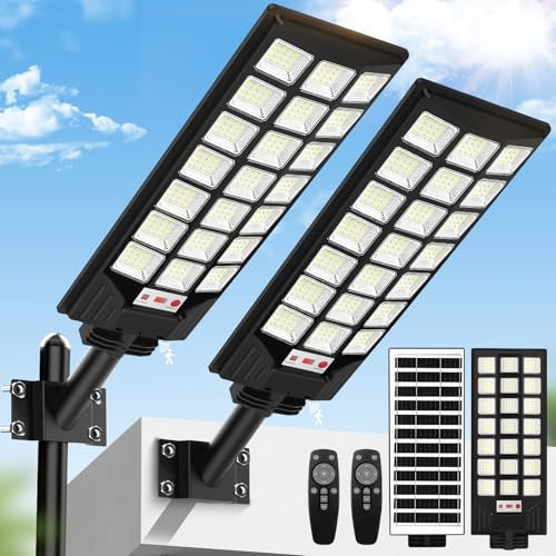 BRIGHTEVER SOLAR STREET LIGHTS OUTDOOR 32000LM 8500K WATERPROOF 2-PACK MESSAGE