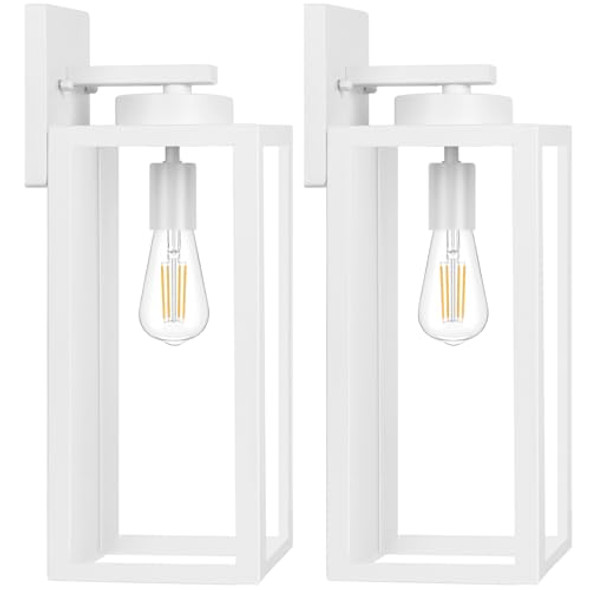 BESLOWE LARGE SIZE OUTDOOR WALL LIGHT FIXTURES Sconces Wall Mounted 2-Pack White New