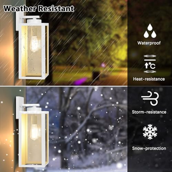 BESLOWE LARGE SIZE OUTDOOR WALL LIGHT FIXTURES Sconces Wall Mounted 2-Pack White New