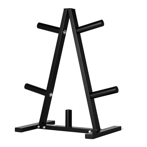 AMAZON BASICS WEIGHT PLATE TREE RACK 300 LBS - BLACK