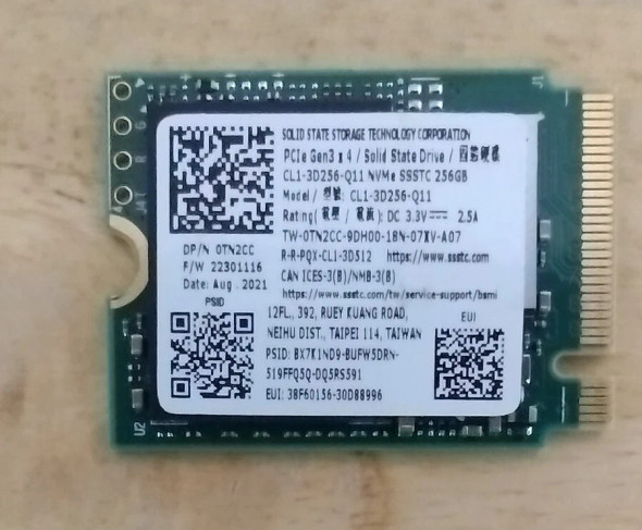 DELL 256GB M.2 NVME 2230 SOLID STATE DRIVE - GREEN