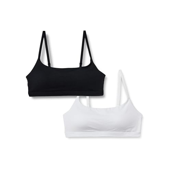 AMAZON ESSENTIALS WOMENS COTTON JERSEY BRALETTE SIZE 2XL BLACK/WHITE