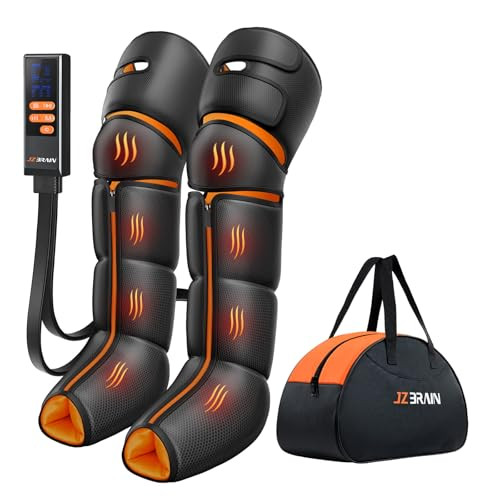 JZBRAIN LEG MASSAGER WITH HEAT AND COMPRESSION : FOOT AND CALF - BLACK/ORANGE