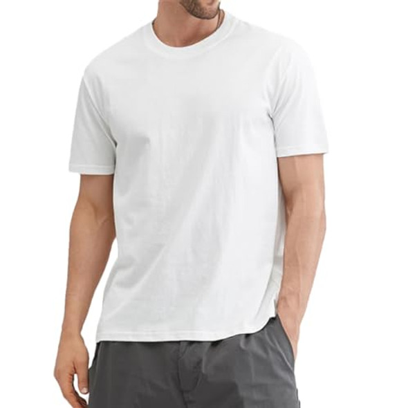 GENERICS MEN'S ROUND NECK SOLID COLOR COTTON CLASSIC T-SHIRT, SIZE XL - WHITE