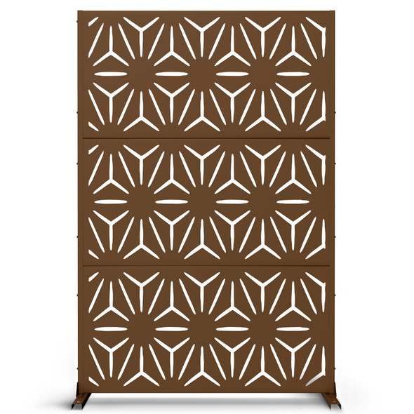 YESUNEED METAL PRIVACY SCREEN OUTDOOR 72" H×47" W FREESTANDING - BROWN&STAR