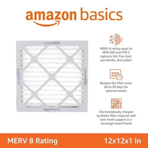 AMAZON BASICS 12X12X1 AIR FILTER 6 PACK MERV 8 AC FURNACE FILTERS` New
