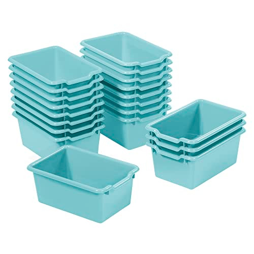 ECR4KIDS SCOOP FRONT STORAGE BIN MULTIPURPOSE ORGANIZATION 20-PIECE - SEAFOAM