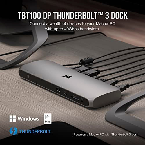 Corsair TBT100 DP Thunderbolt™ 3 Dock with DisplayPort TBT-100-DP - Black/Gray