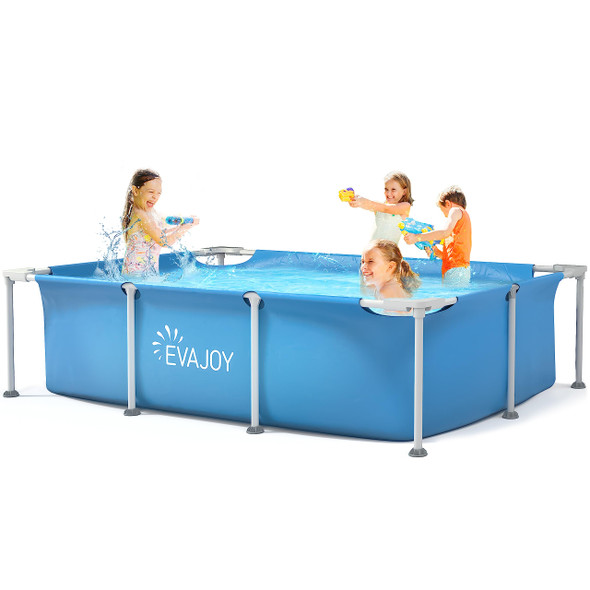 EVAJOY 85in x 23in x 59in Metal Frame Swimming Pool - Blue/Gray New