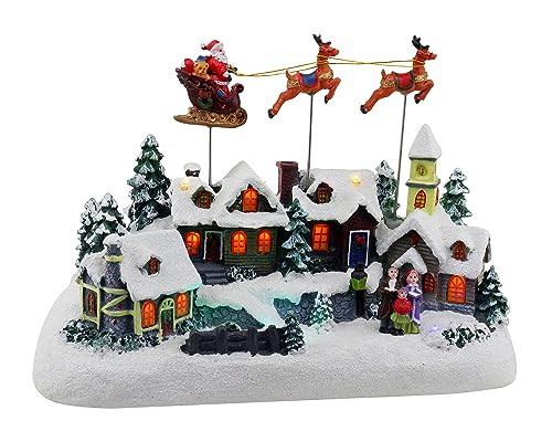TOP TREASURES ANIMATED SANTA & REINDEER SLEIGH CHRISTMAS VILLAGE - MULTICOLOR