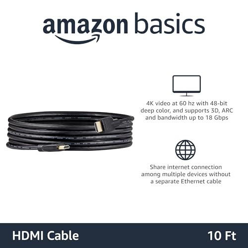AMAZON BASICS HDMI CABLE 3PACK 10FT 4K@60HZ HIGH-SPEED 4K HDMI 2.0 CORD - BLACK