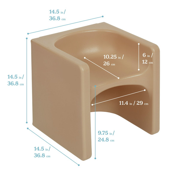 ECR4KIDS TRI-ME 3-IN-1 CUBE CHAIR - SAND