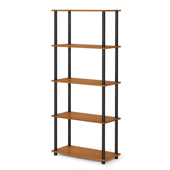 FURINNO TURN-N-TUBE STORAGE SHELVES 5-TIER BOOK SHELF 17091LC/BK - CHERRY/BLACK