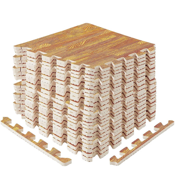 YES4ALL 24PCS INTERLOCKING EXERCISE MAT COVER 24 SQFT 7/16" - OAK WOOD LIGHT New