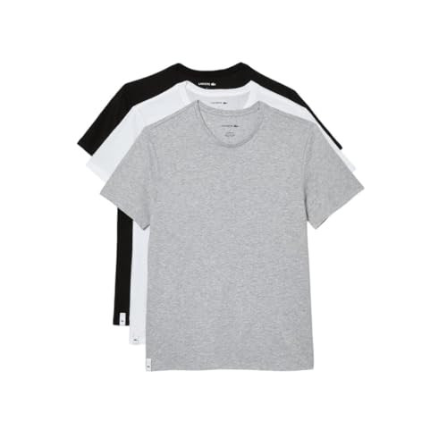 Lacoste Men's 100% Cotton Regular Fit Crew Neck Undershirt, 3-Pack