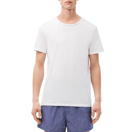 Lacoste Men's 100% Cotton Regular Fit Crew Neck Undershirt, 3-Pack