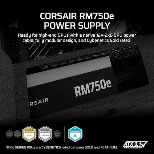 CORSAIR RM750E ATX 3.1 PCIE 5.1 READY FULLY MODULAR 750W POWER SUPPLY