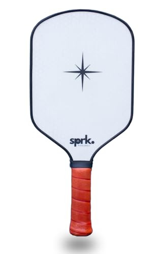 SPRK Fiber Glass Pickleball Paddle with Textured Surface - WHITE/BROWN New