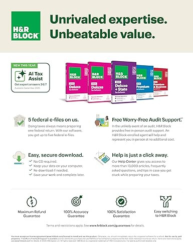H&R Block Tax Software Deluxe + State 2025 Win/Mac [Digital Delivery]