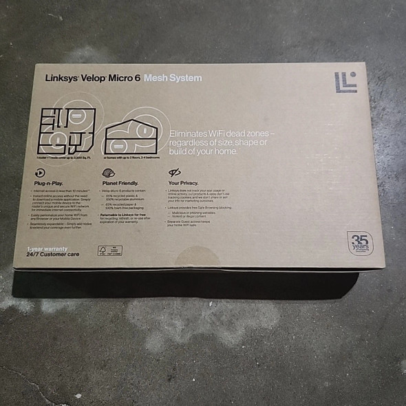 LINKSYS VELOP MICRO 6 MESH SYSTEM WIFI ROUTER WIFI SPEED UP TO 3GBPS - WHITE