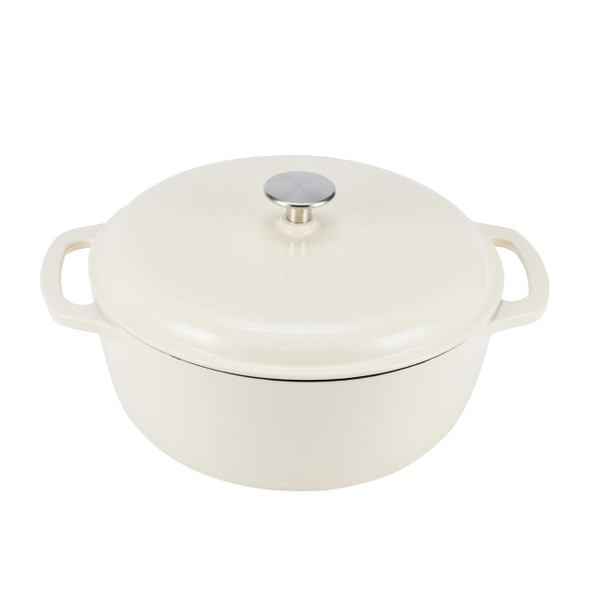AMAZON BASICS CAST IRON DUTCH OVEN POT WITH LID ENAMELED ROUND 6-QUART - WHITE