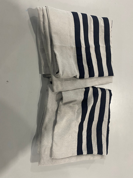 MADISON PARK FABRIC SHOWER CURTAINS BOTTOM HORIZONTAL STRIPED 2 PK - GRAY/BLACK