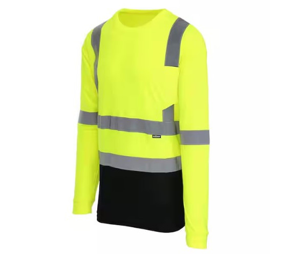 MAXIMUM SAFETY MEN'S ANSI CLASS 3 LONG-SLEEVE SAFETY SHIRT, XL, BLACK/YELLOW