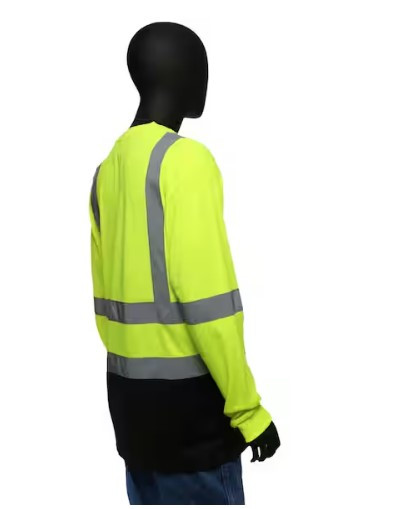 MAXIMUM SAFETY MEN'S ANSI CLASS 3 LONG-SLEEVE SAFETY SHIRT, XL, BLACK/YELLOW New