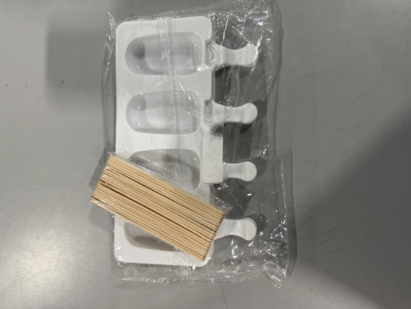 BZIDII 3PCS SILICONE POPSICLE MOLDS SET BZIDII 4 CAVITIES CAKE 60 STICKS - WHITE New