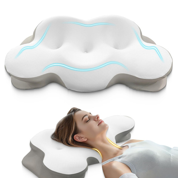 KKN CERVICAL NECK PILLOW PILLOWS FOR NECK AND SHOULDER PAIN LIGHTWHITE - WHITE