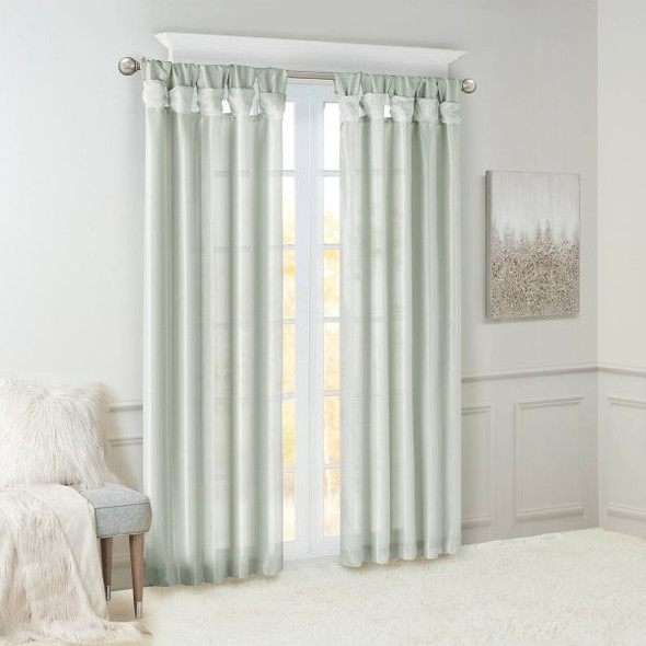 MADISON PARK LILLIAN TWISTED TAB LIGHT FILTERING LINED CURTAIN - LIGHT BLUE
