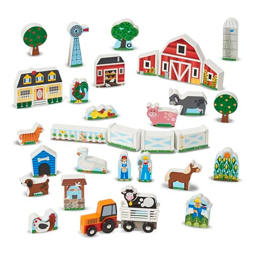 Melissa & Doug Wooden Farm and Tractor Play Set (33 Pcs) 96181 MULTI