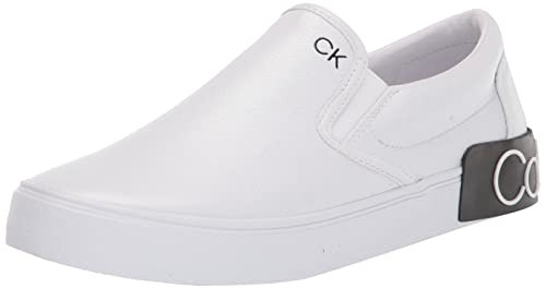 CALVIN KLEIN MEN'S RYOR SNEAKER WHITE TUMBLED LEATHER SIZE 8