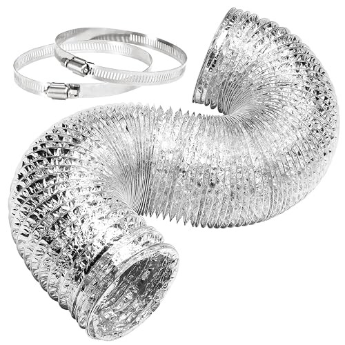 SIMPLE DELUXE 4" 8 FEET DUCTING, NON-INSULATED FLEX ALUMINUM FOIL - SILVER New