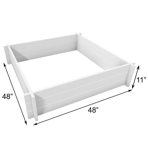 New England Hudson Raised Garden Beds, 4' x 4', Pack of 3, Durable White Vinyl
