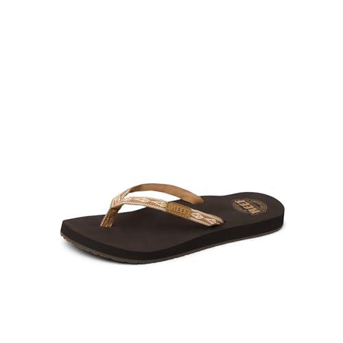 RF001660BPE REEF WOMEN'S GINGER BEACH FLIP FLOPS BROWN/PEACH SIZE 11