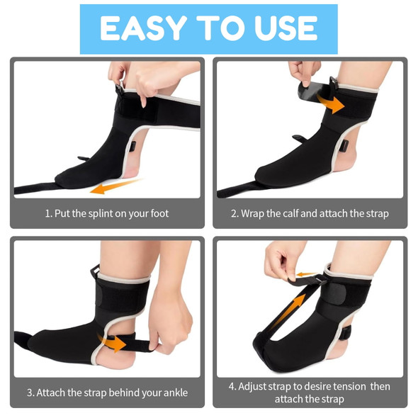 PLANTAR FASCIITIS NIGHT SPLINT SOCK UPGRADED BRACE MEDIUM - BLACK