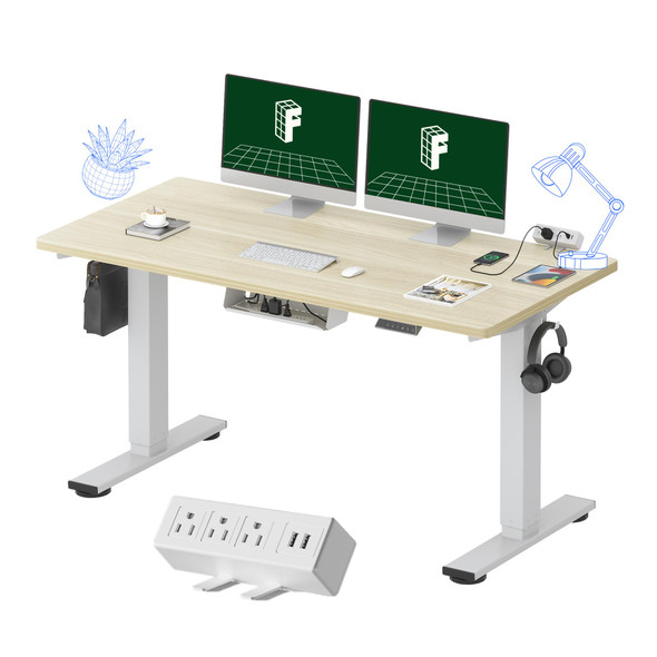 SIHOO WHOLE-PIECE STANDING DESK 55X28 ELECTRIC, CABLE MNGMNT D03-M103 - WHITE