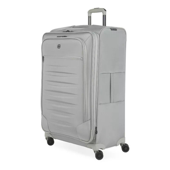 SWISS GEAR CHECKLITE SOFTSIDE CHECKED SUITCASE TEAR-RESISTANT 8 WHEELS - GRAY New