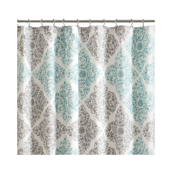 MADISON PARK SHOWER CURTAIN, CASUAL DIAMONDS  MODERN - AQUA