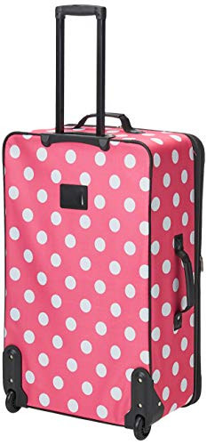 ROCKLAND POLKA SOFTSIDE UPRIGHT LUGGAGE SET EXPANDABLE LIGHTWEIGHT PINK DOTS