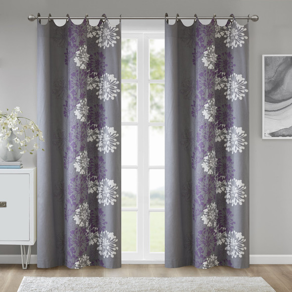 MADISON PARK ANAYA CURTAIN GROMMET THERMAL INSULATED, 50"X84" - PURPLE/GRAY