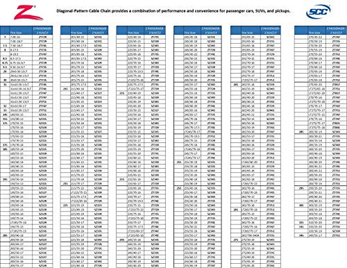 SCC SHUR GRIP SUPER Z PASSENGER CAR TIRE TRACTION CHAIN - SET OF 2