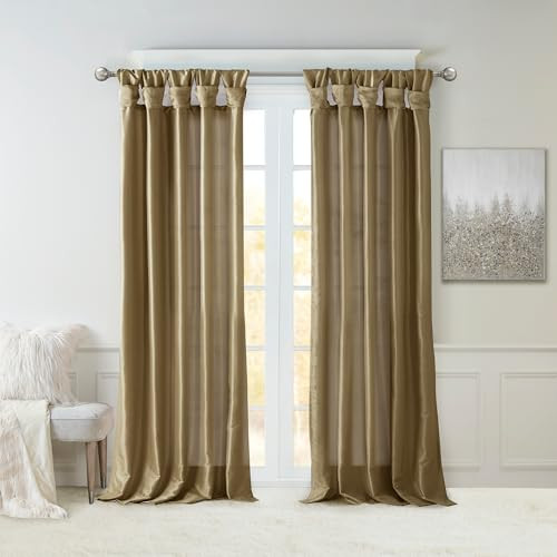 MADISON PARK EMILIA FAUX SILK SINGLE CURTAIN PRIVACY LINING WIN40-118 - BRONZE