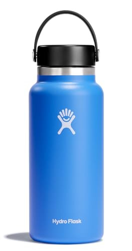 HYDRO FLASK WATER BOTTLE - INSULATED STAINLESS STEEL WIDE MOUTH - CASCADE BLUE New